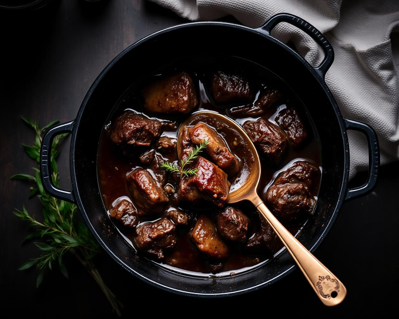 Bœuf mijoté en cocotte de fonte
