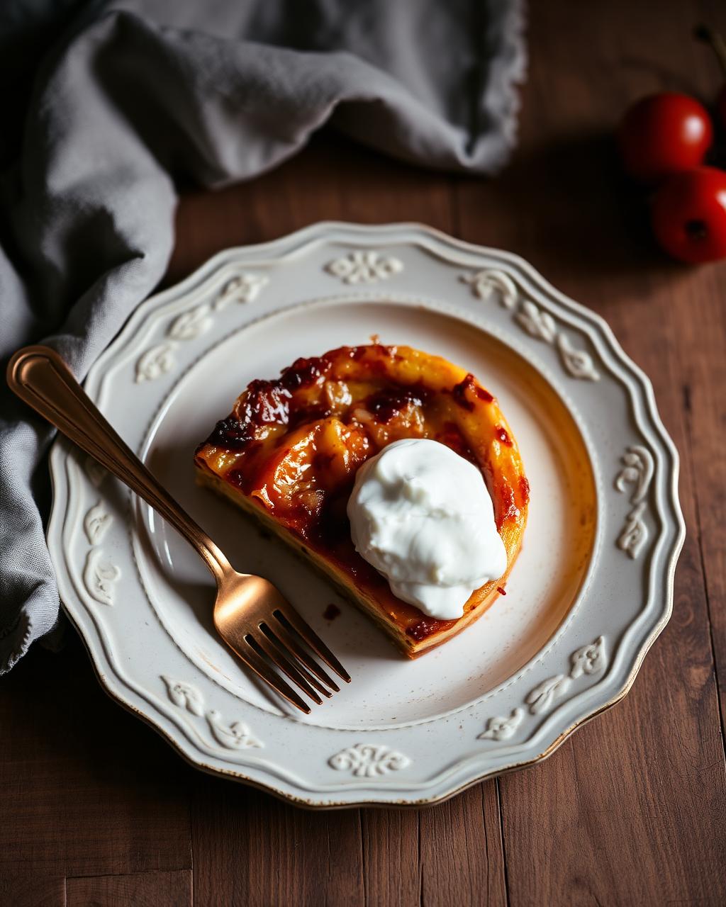 Tarte tatin et crème crue